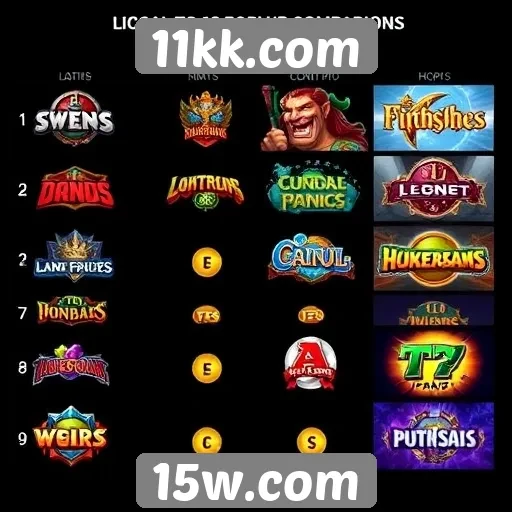 Comparativo de popularidade entre jogos do 11kk.com